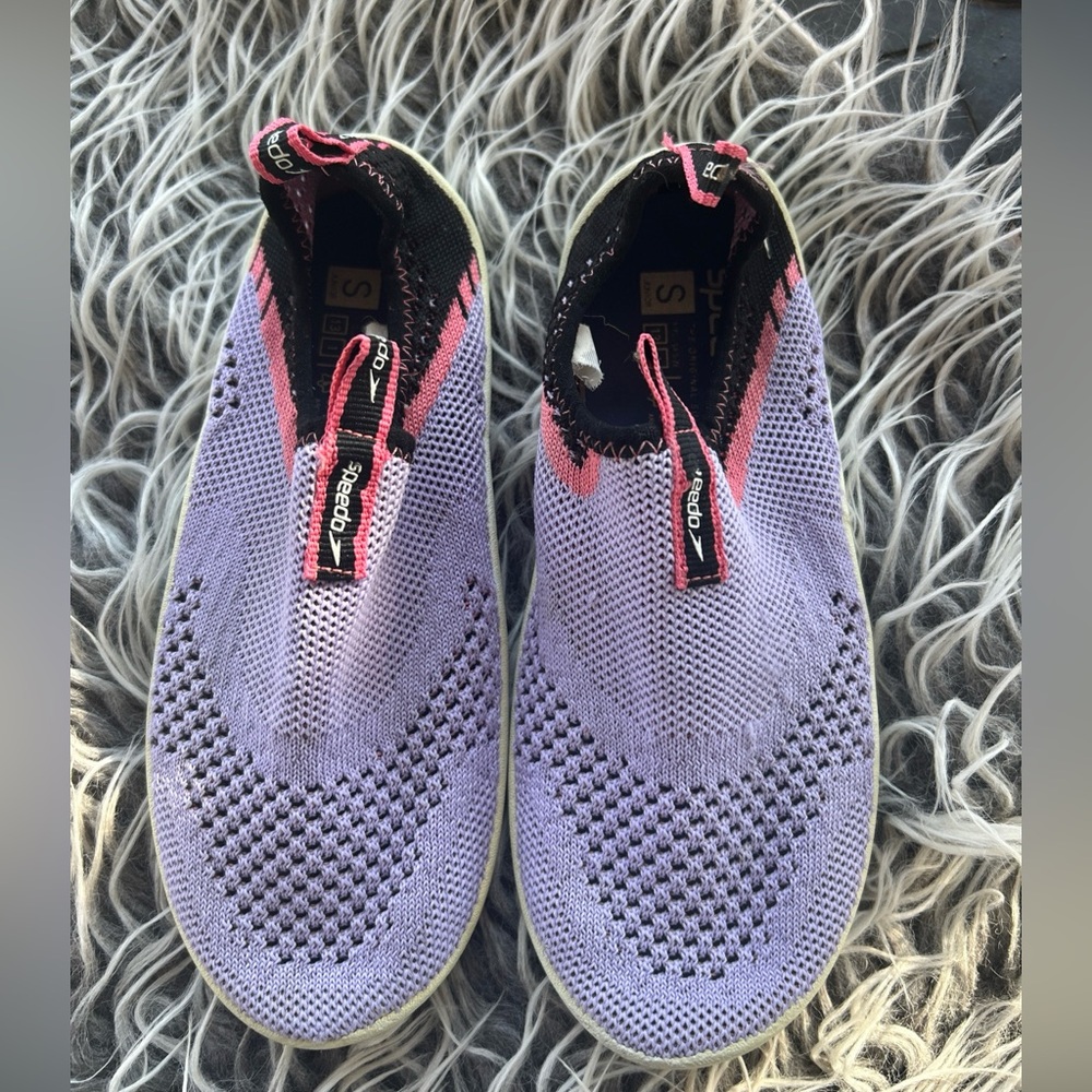 Speedo Surf Strider Water Swim Shoes Girls sz S 13 1 Gray/Purple pull on